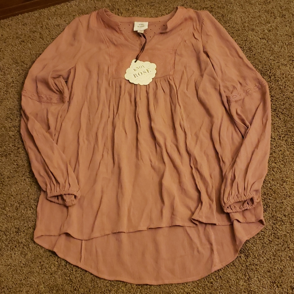 Boho mauve flowy top long sleeve